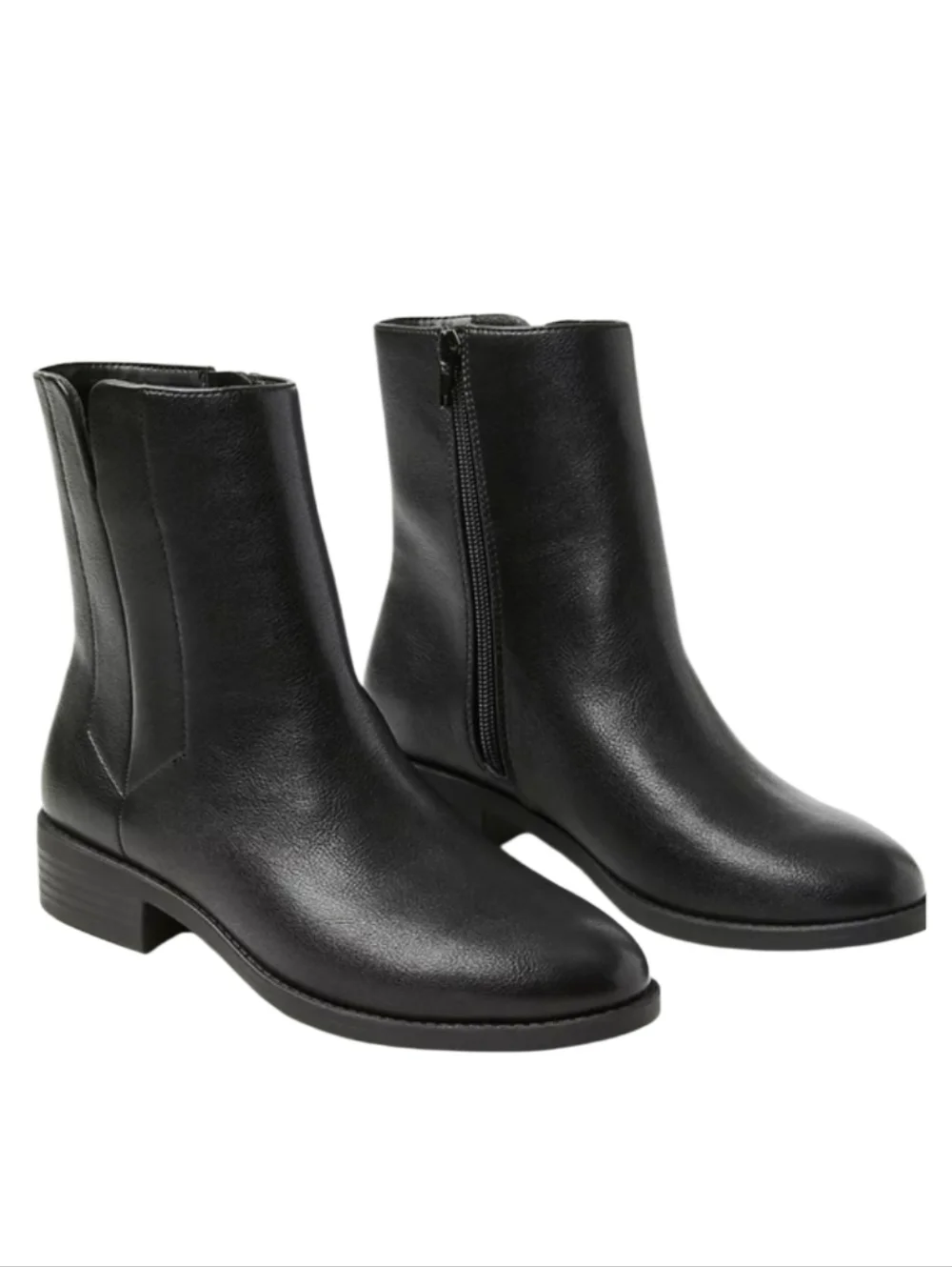 NEW! ANN TAYLOR LOFT Minimalist Flat Ankle Boot Classic Black Faux Leather 10.5.